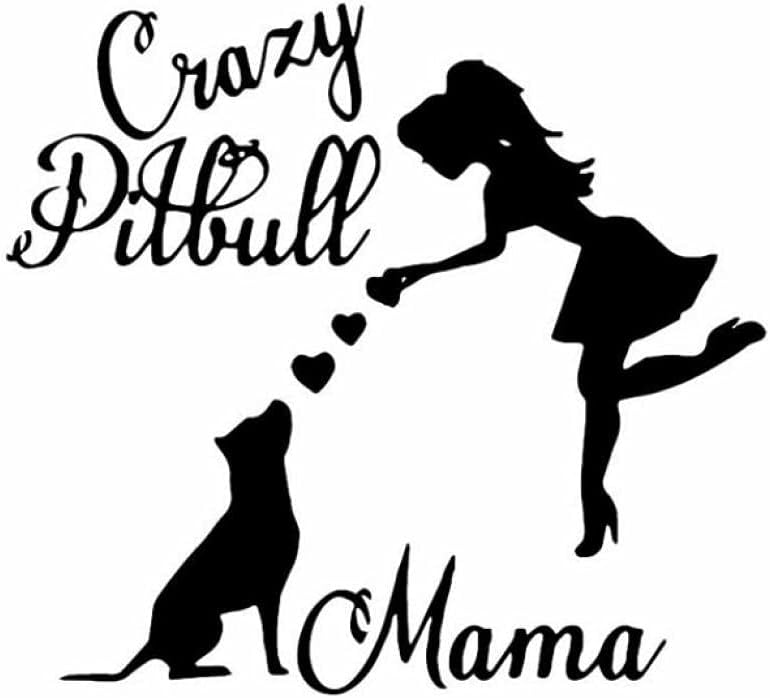 Pegatinas Coche 15,7X14,2 Cm Crazy Pitbull Mama Coche Pegatina Pitbull Mamá Amante Perro Vinilo Ventana Coche Calcomanía Negro