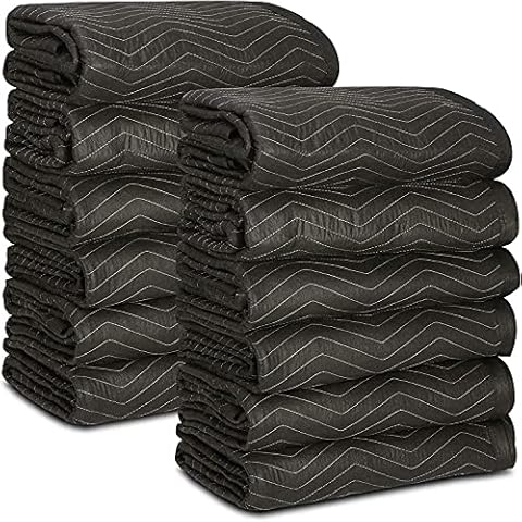 Dallas Packaging Supplies 12 Moving & Packing Blankets 80 inches x 72 inches (55 lb/dz Weight) - Quilted Shipping Furniture Pads (Black) Cover