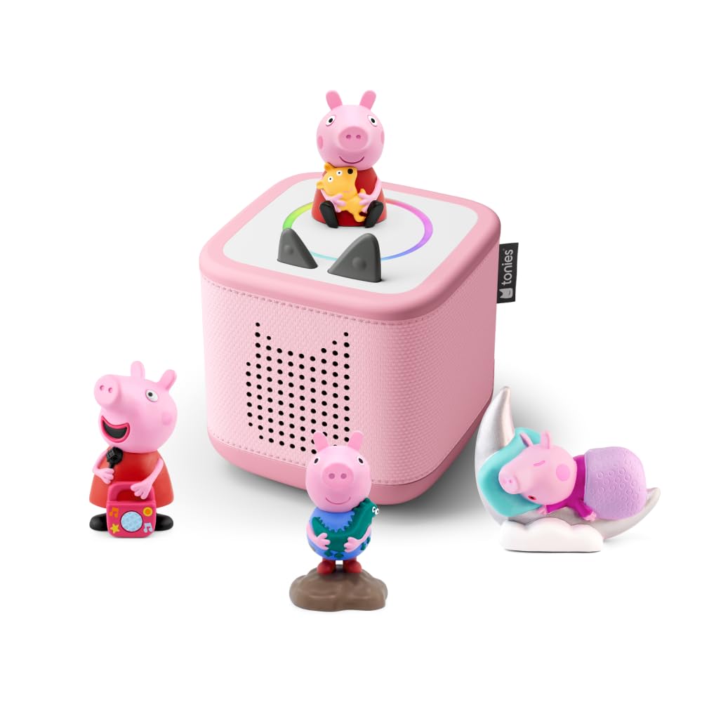 tonies Toniebox 2 Bundle Incl. 4 Peppa Pig Abenteuer und Gute Nacht Geschichten, Pink, Audioplayer für Hörbücher, Lieder, Einschlafen und Tonieplay für Kinder