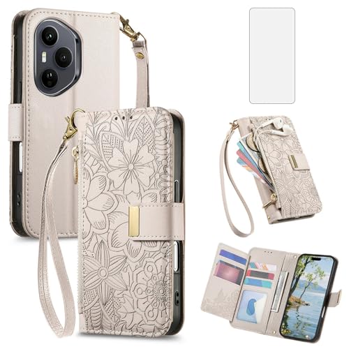 Coque portefeuille Honor 400 Pro 5G Asuwish en matériaux durables avec sangle et support