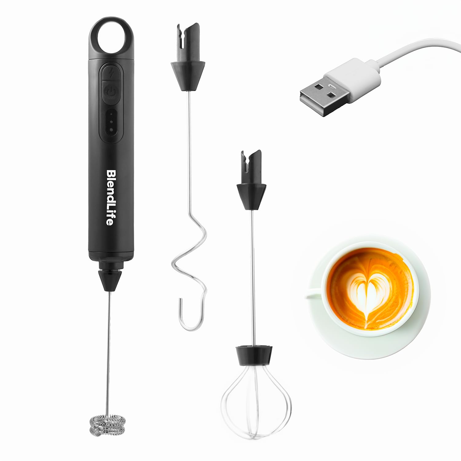 BlendLife Electric Milk Frother Handheld, USB Rechargeable Drink Mixer, Detachable Milk Frother 3 Speeds Adjustable Foam Maker with 3 Whisks for Coffee, Lattes, Matcha, Hot Chocolate 1-Year Warranty (B0DCG8F7CL) Amazon Price History, Amazon Price Tracker