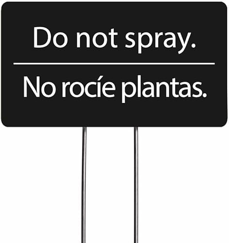 Letrero acrílico con texto en inglés Do Not Spray, letreros bilingües para plantas, marcadores de jardín, juego de 2 (color negro)