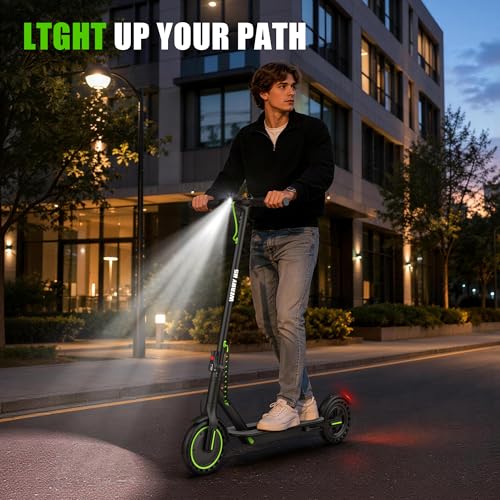Image of WERHY Electric Scooter Adults, 350W /500W /1000W Powerful Motor, 19 MPH Max Speed, 16 /28 Miles Long Range, 8.5 inch Folding E Scooter with Dual Braking, Smart APP