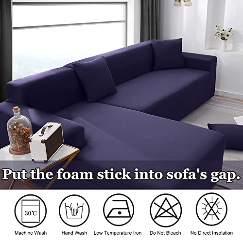 Bt.wa Couch Cover L Shape Sectional Sofa Cover 2-Piece Soft Stretch Reversible Sofa Slipcover 3 Seater + 3 Seater Furniture Protector Couch Slipcover With 2Pcs Pillowcases (Purple) #TOP2