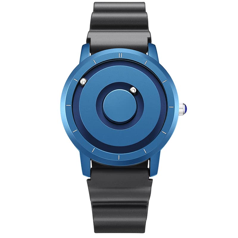 Orologio da uomo creativo Orologio da uomo in oro rosa blu Nastro magnetico con sfera magnetica in metallo Orologio multinazionale da uomo Orologio sportivo da uomo in gomma