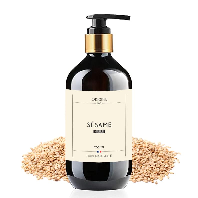 Origine Bio - Huile de Sésame - 100% Pure et Naturelle - Huile Végétale pressée à froid - Peau - Marque Française (250 ml)