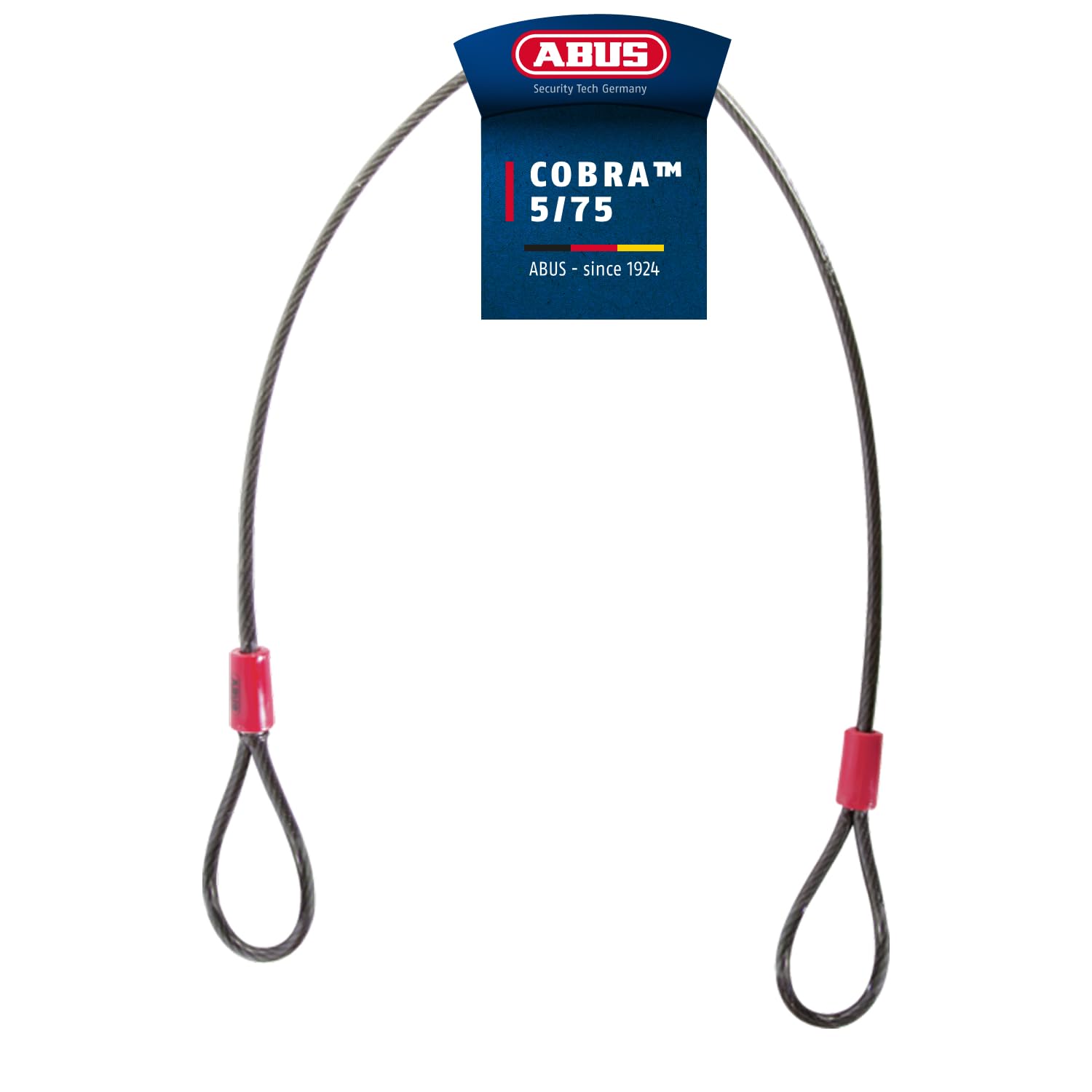 ABUS Schlaufenkabel Cobra 5/75 - Stahlseil mit Kunststoff ummantelt - Sicherung für Fahrrad- und Motorrad-Zubehör - 75 cm lang, 5 mm stark