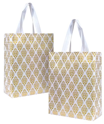 little PANDA Reusable Non-Woven Shopping Bag, Glossy Finish, Perfect for Gifts (Extra-large, Pack of 20 White-printed Bags)