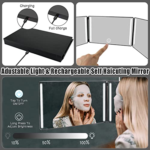 Auptiz Specchio Pieghevole a 3 Vie, con Staffe