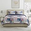 3-Piece Quilt Set - Full/Queen Bedding with Nautical Americana Patchwork Print - All-Season Soft Microfiber Bedspread with Pillow Shams by Lavish Home #4