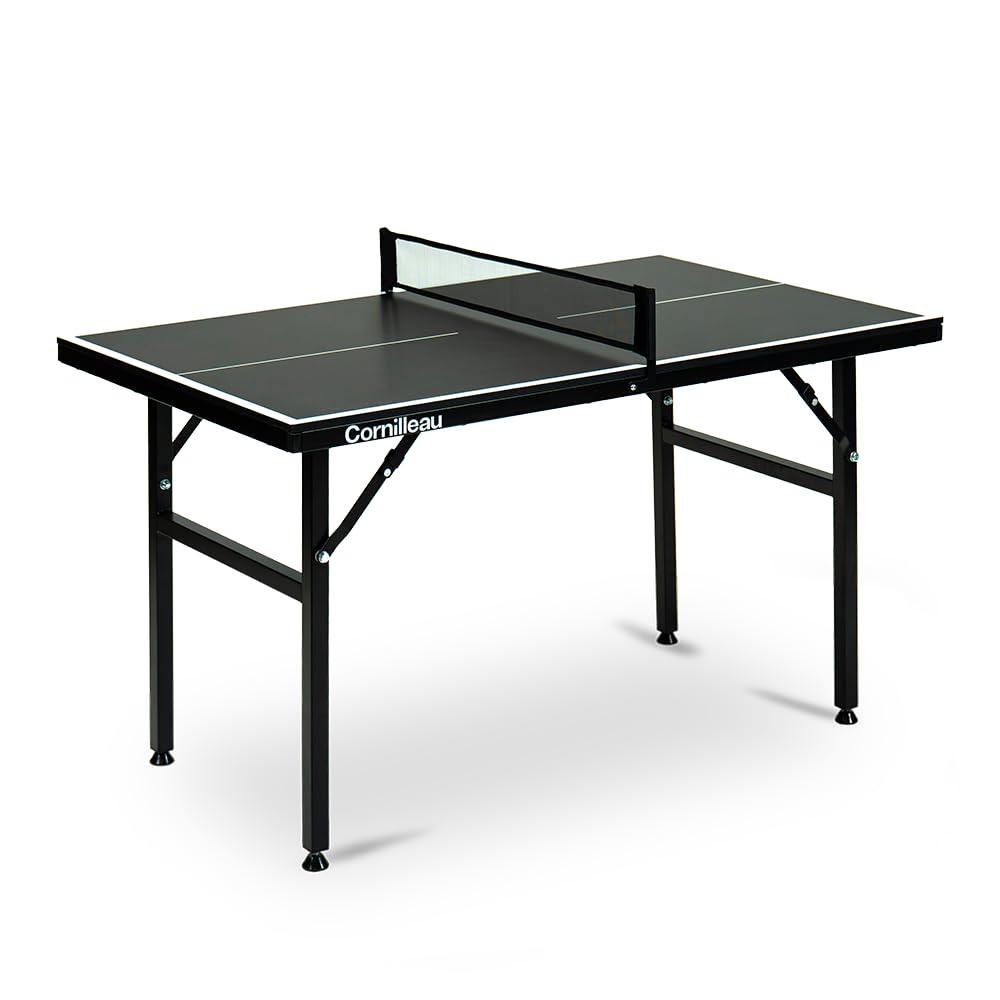 Cornilleau - Mini Table de Ping-Pong Intérieure – Table Compacte Pliable – Plateau Gris 12 mm – Idéale pour Enfants et Adultes – Facile à Ranger et à Transporter