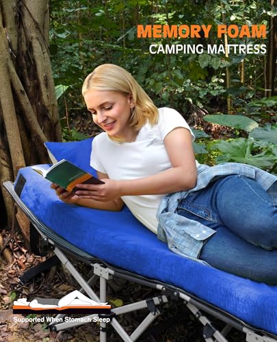 Image of Extra Thick GAIALOOP 4 INCH Memory Foam Camping Mattress, Roll Up Floor Sleeping Mat Camp Cot Mattress Pad Travel Camping Couch Bed for Guest Adults Side Sleepers
