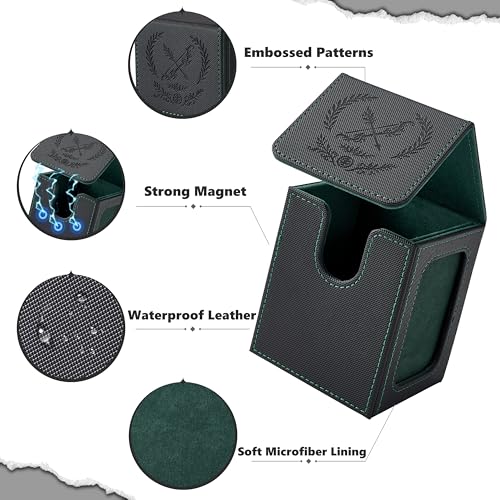 Image of Venssu MTG Deck Box for Commander Display,Card Deck Box Fits 100 Double Sleeved Cards,TCG with 2 Dividers and 1 Toploader (Elf)