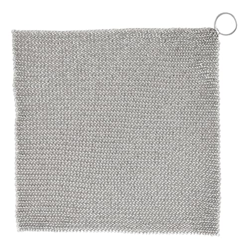 Jeorywoet Cast Iron Cleaner Non-Scratch Stainless Steel Scourer 20x20 cm Nonstick Oil Chainmail Scrubber for Kitchen Pans Pot Griddles Skillets Cookware, cast Iron Cleaner