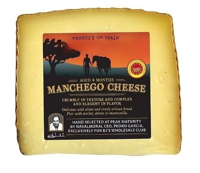 Manchego Cheese is made in the region of La Mancha, using the milk of sheep of the Manchega breed, which produces a particular milk that provides the delicious and characteristic flavor to the product. It's mild and nutty flavor brings a distinctive taste to any dish. [ 24 oz , 1.5 lb ]