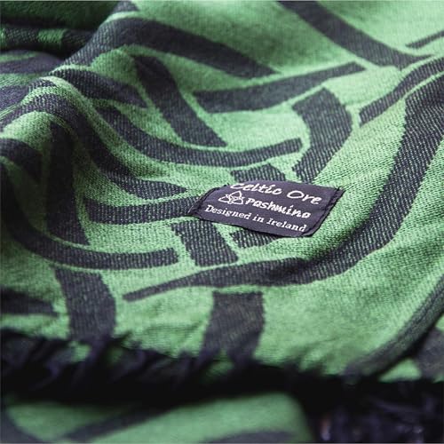 Irish Celtic Traditional Pashmina Scarf With Green Celtic Knot Design3