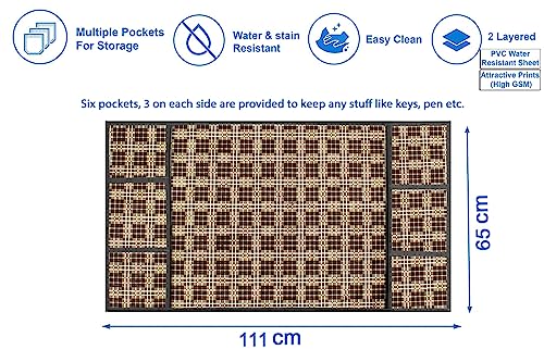 Image of Stylista Refridgerator top Cover Suitable for Samsung RT37C4512S8 /HL, 322 Liter Fridge, Dimension (WXD) 65x111 CM, Checkered Pattern Brown