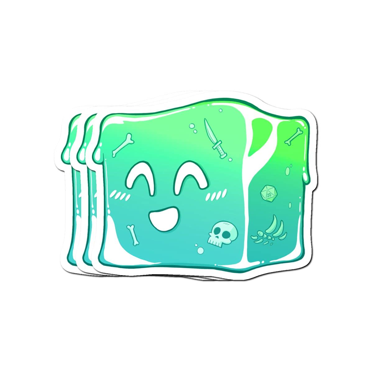 MrMint Stickers Giggly Gelatinous Cube - Cute D&D Adventures Car Decals 3x4 Inch (3 Pcs/Pack)