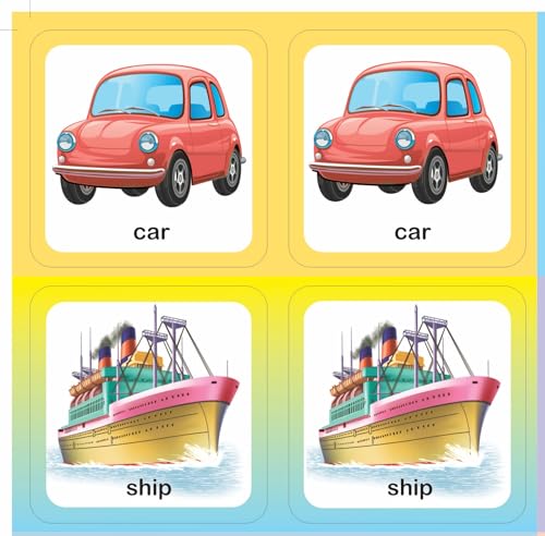 Image of Creative's Memory & Matching - Means of Transport | 21 Sets Self-Correcting Picture Cards + Activity Guide | Preschool Matching & Memory Card Game | Vocabulary Builder | Ages 3+
