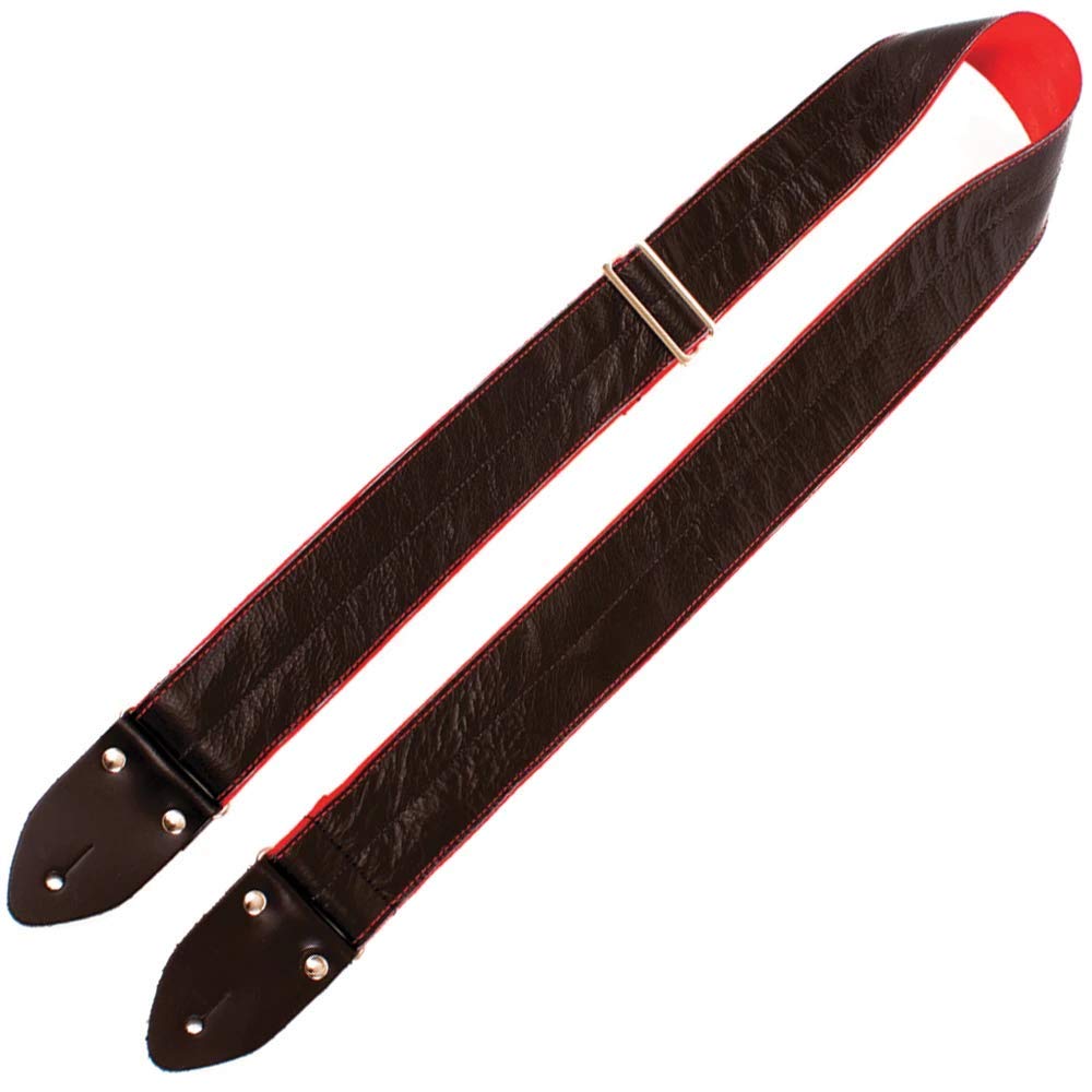 Perri's 7181 Easy Slide - Tracolla per chitarra, in pelle, con retro liscio, colore nero