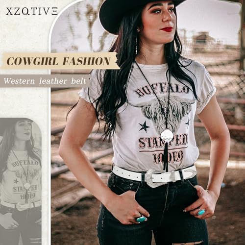 XZQTIVE Women Western Belt For Cowgirl Cowboy Pants Jeans With West Carved Floral Design2