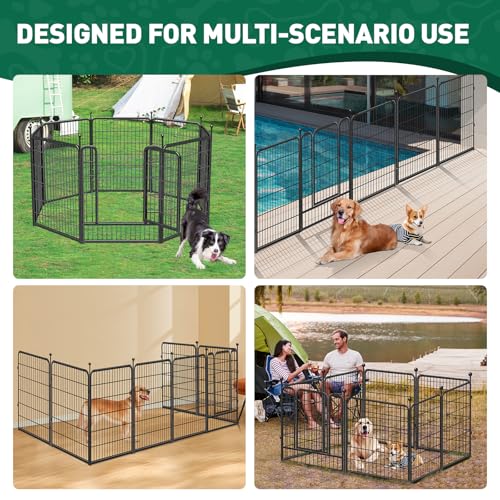 Image of VISCOO Dog Playpen Outdoor, 8 Panels 40 inch High Heavy Duty Metal Dog Pen | Pet Fence for Large /Medium /Small Dogs, with Doors Foldable Dog Fence Exercise Pen for RV, Camping, Yard