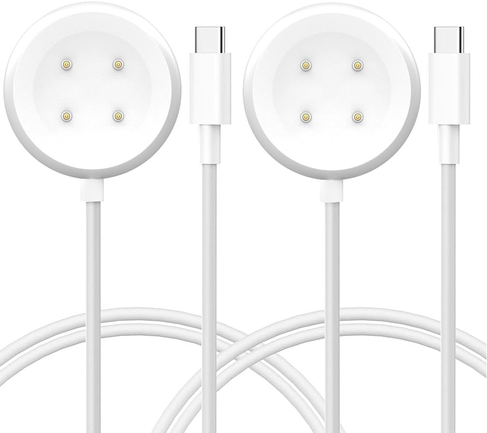 [2-Pack] Sankel Charger Compatible for Google Pixel Watch 3/2 & Fitbit Sense 2/Versa 4 - USB-C 3.3ft Fast Charging Cable (White)