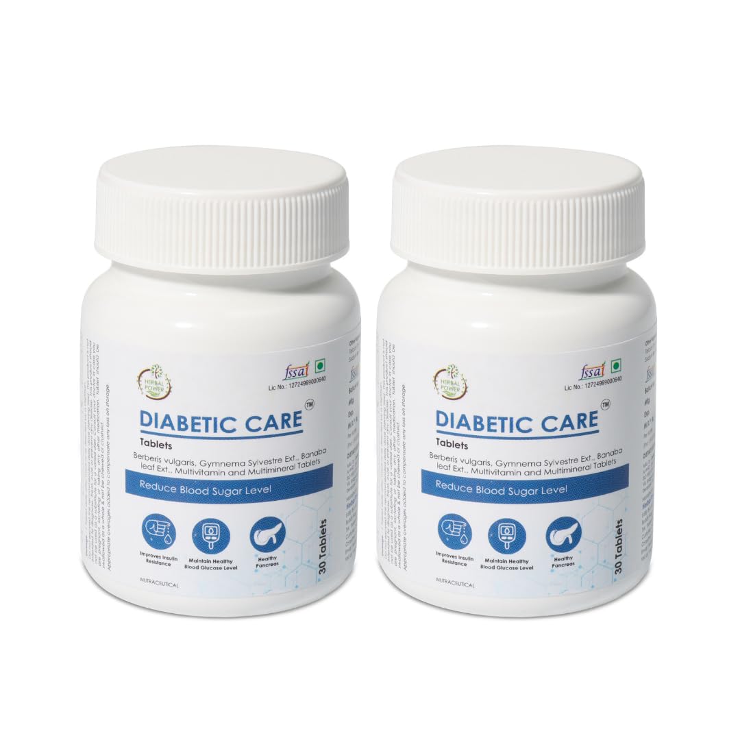 Diabetic Care Tablets | Pack of 2 | Herbal Blood Sugar & Metabolism Support | Gymnema, Berberis, Banaba & Multivitamins | 30 Tablets Each-image-42