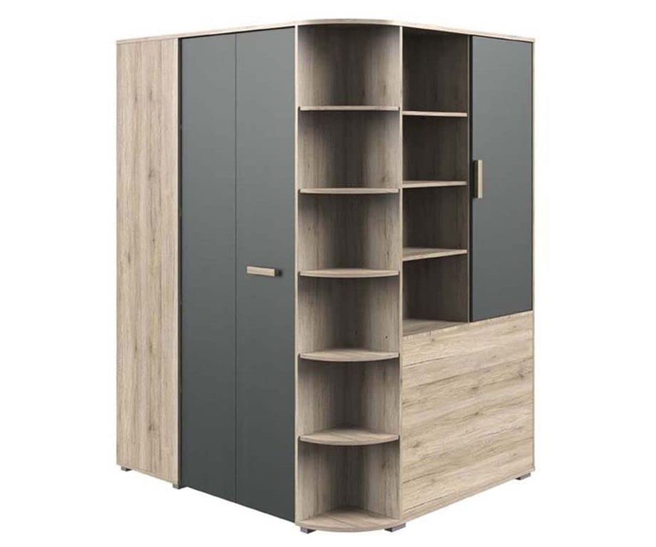 Froschkönig24 Cariba Eckschrank Kleiderschrank mit Falttüren,begehbar San...