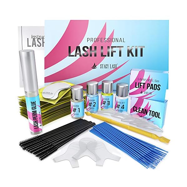 Stacy Lash Lift Kit - Professional Salon Premium Quality Eyelash Perm Curling Lotion & Liquid Full Lifting Set - Eyelash Perming Wave Curling Semi-Permanent