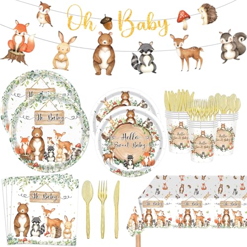 142pcs Woodland Animals Baby Shower Decoration Pack Forest Animal...