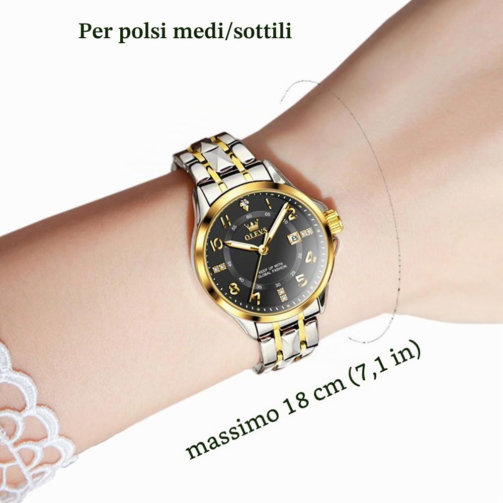 Orologio donna in acciaio inossidabile con quadrante piccolo | Quarzo analogico con finestra della data, impermeabile per uso quotidiano, stile elegante e minimalista, regalo per donna
