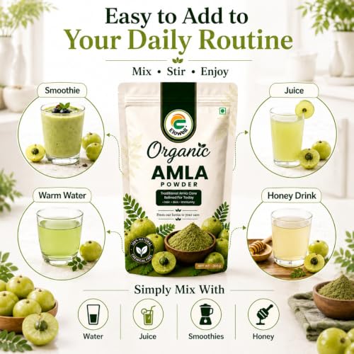 Image of Amla Powder Indian Gooseberry, Amalaki, Nellikkai, 100% Pure, No Preservatives, Rich in Vitamin C for Hair, Skin, Immunity & Digestion (200g)