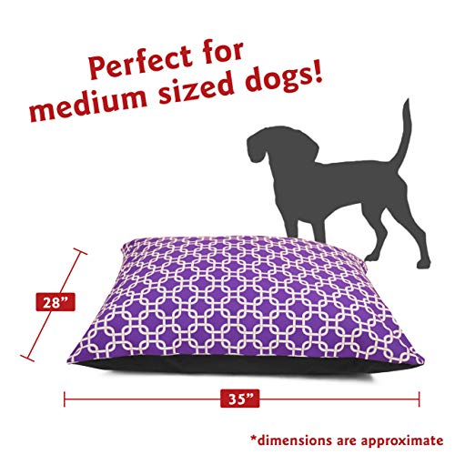 Image of Majestic Pet Rectangle Medium Dog Bed - Non-Slip Washable Comfy Crate Pillow for Sleeping - Kennel Bed for Medium Breed, 35 x 28 Inch, Links Purple