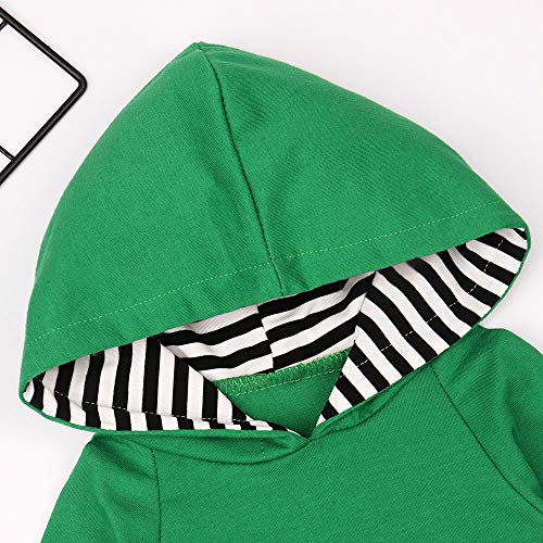 Rutoe AGS54-2 Newborn Baby Boys Girls Romper Toddler One Piece Solid Color Outfits Long Sleeve Hoodie Playsuit Jumpsuits Clothing(3-6M) Green thumb #3