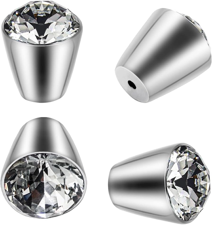 Pomoli Per Porta In Cristallo - Set 4 Pezzi, Stile Vintage, Argento, Per Armadi E Cassetti