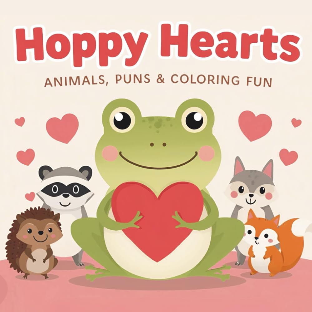 Hoppy Hearts Animals, Puns, and Coloring Fun: Heartwarming and Funny Valentine's Day Pictures to Color--Frogs, Sloths, Hedgehogs, and More for
