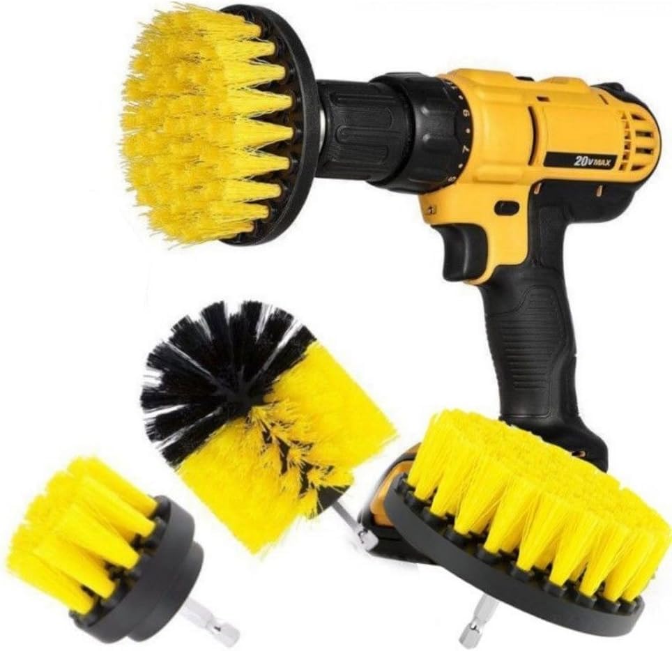 Drill Brush 3pcs Scrub Brush Drill Attachment Kit,Time Saving Kit and Power Scrubber Cleaning Kit, for Car, Bathroom, Wooden Floor, Laundry Room Cleaning (Yellow)-image-37