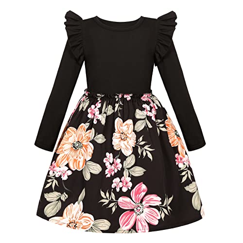 Girl Dress Casual Short Sleeve Girls Summer Dress Floral A-Line Twirly Skater Dress for School Party 10-12 Years…