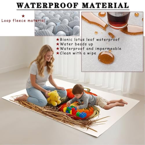 Tapis doux pile bouclée 50x80cm lavable couleur pumpkin moderne - 3