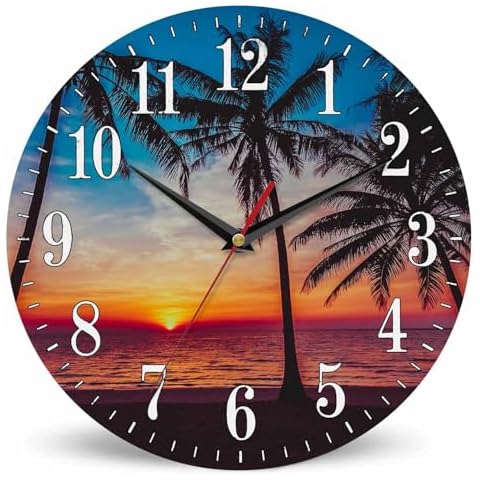Lanugun Sunset Tropical Beach Wall Clock Cover