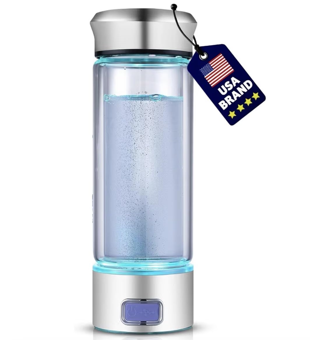 LevelUpWay Hydrogen Water Bottle - Advanced SPE/PEM Technology, Premium Borosilicate Glass, Made for Daily Hydration