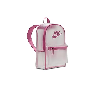 Nike Kids Heritage Crystal Backpack (25L) (Little Kid/Big Kid) Backpack Bags Clear/Magic Flamingo/Magic Flamingo, Polyester/Polyurethane