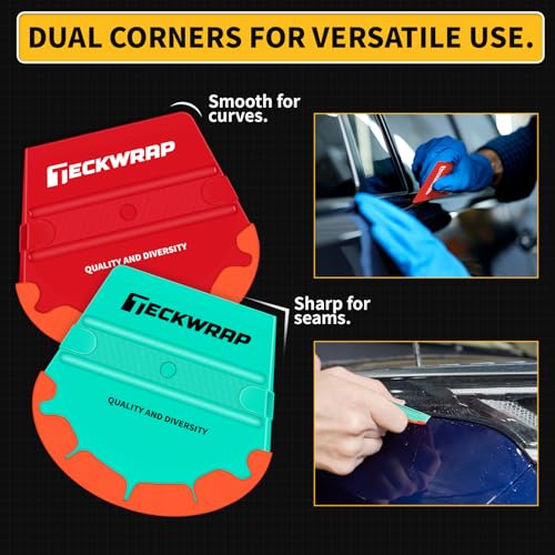 Image of TECKWRAP Felt Squeegee for Vinyl Wrap Window Tint -Fan Shape, Soft /Med /Hard | Pro Car Wrap Tool Kit with 3 Hardness Levels Scratch-Free Tool for PPF, Decal, Inkjet Sticker Paper & Wallpaper DIY Projects