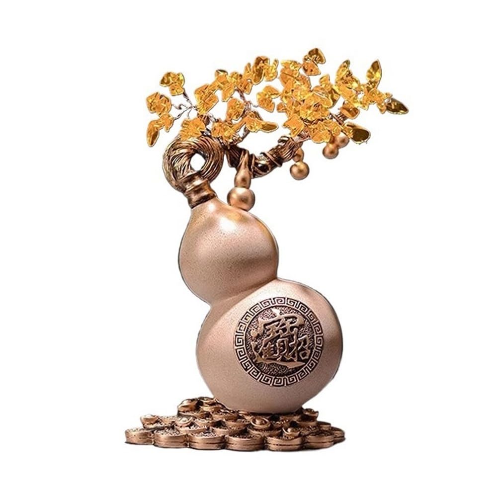 Fortune Crystal Trees Crystal Fortune Gourd Tree Ornament, Living Room Entryway Wine Cooler Decorations