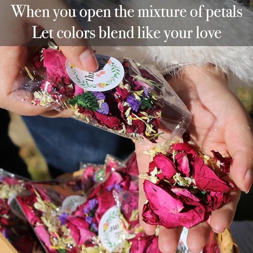 Image of Oning 52 Pack Mix Flower Confetti, Dried Flower Petals, Real Rose Petals | dried flower confetti for weddings, gifts, wedding confetti, wedding farewell decorations, and centerpieces