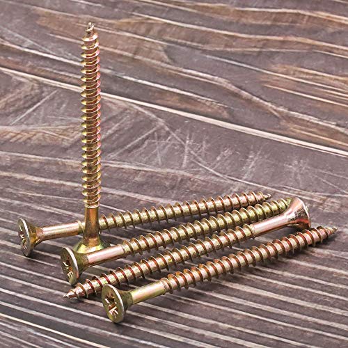 M6 x 100mm (20 PCS) Tornillos para madera con cabeza plana Phillips, acero al carbono zincado amarillo, cabeza avellanada para yeso miniatura 2