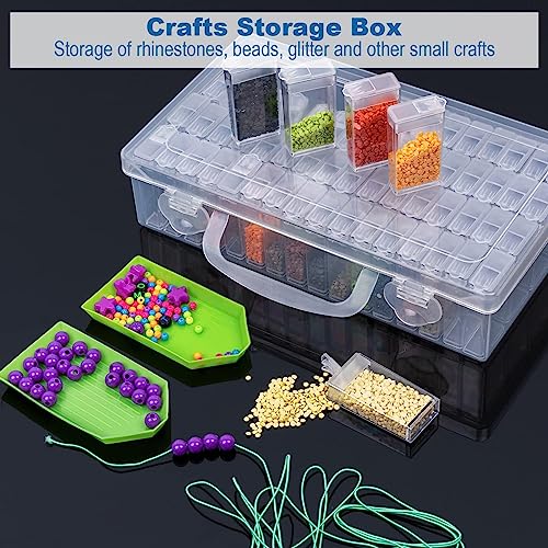 DONQL 64 Grids Diamond Painting Storage Boxes,Diamond Art Storage Box,Diamond Painting Accessories with 48Pcs Diamond Painting Clay 3 Drill Pens 2 Trays 1 Spoons and Labels - Image 4
