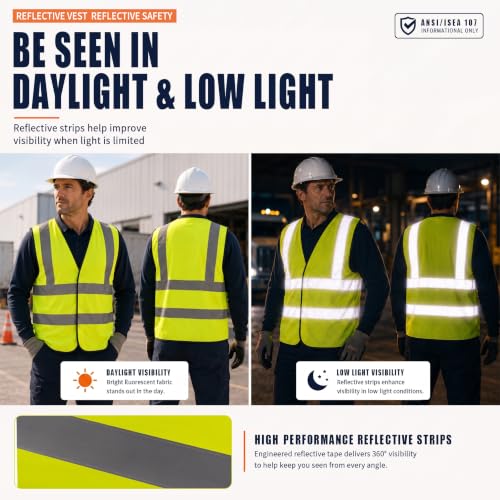 Image of AYKRM 12 colour High visibility viz vest hi vis viz reflective work construction safety vest (XS-8XL)