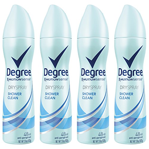 Degree Antiperspirant Deodorant Dry Spray, Shower Clean, 3.8 oz, 4 count